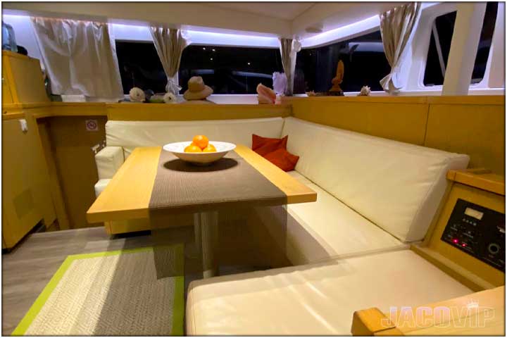 Dining area in boat salon