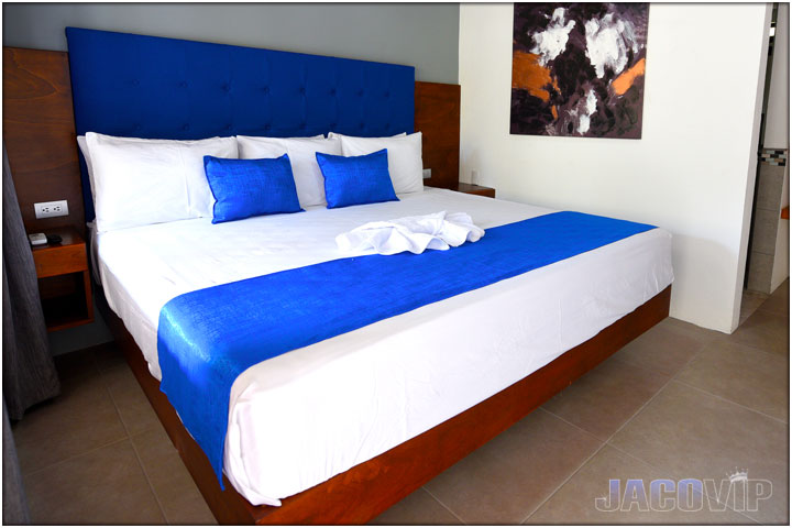 Close up of king size bed at Blue Marlin 1