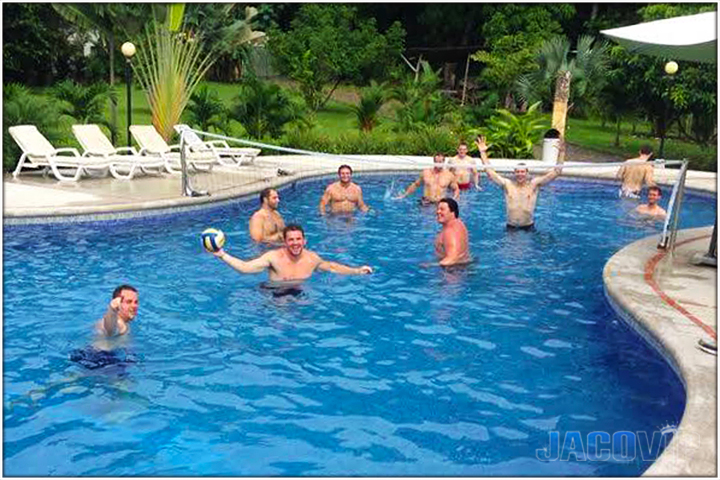 Jaco bachelor party group in the pool