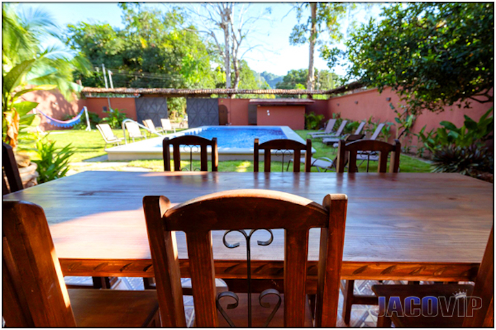 Dining table pool side