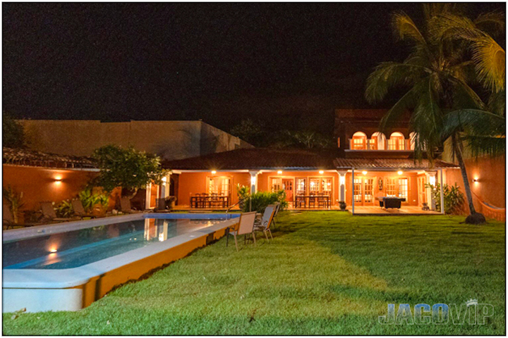 Pool area at night