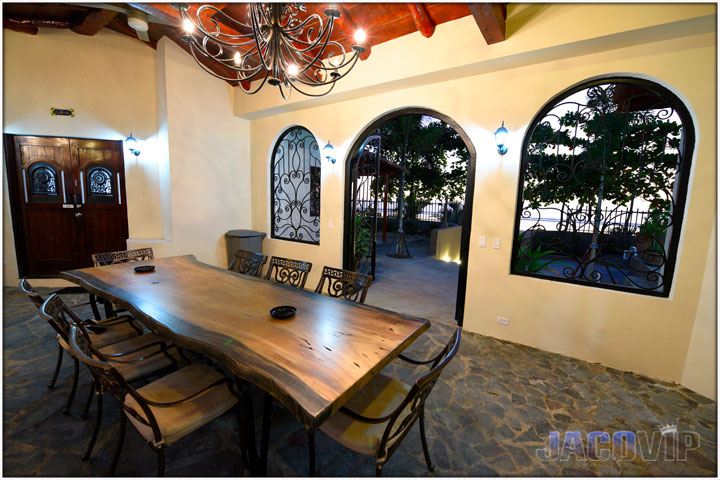 Eating area with sunset beach views