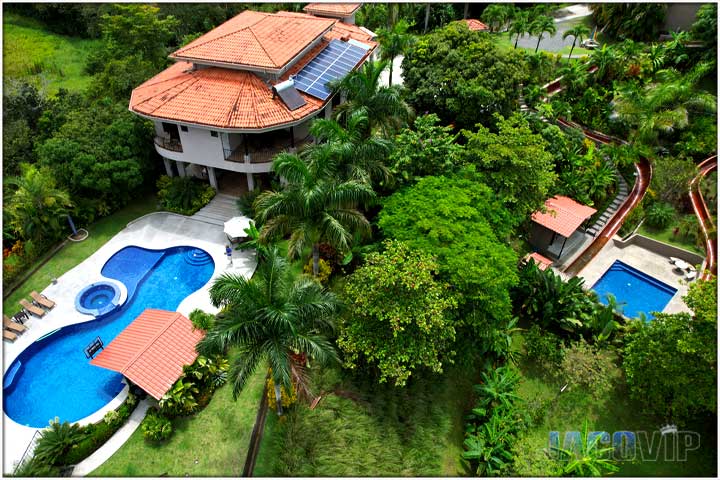 Overhead drone photo of casa ponte 2 and waterslides