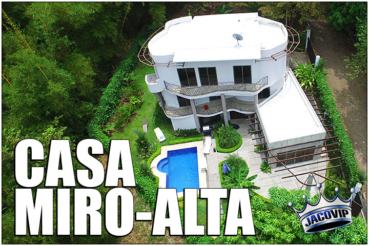 Drone view of Casa Miro Alta next to Miro Mountain in Jaco