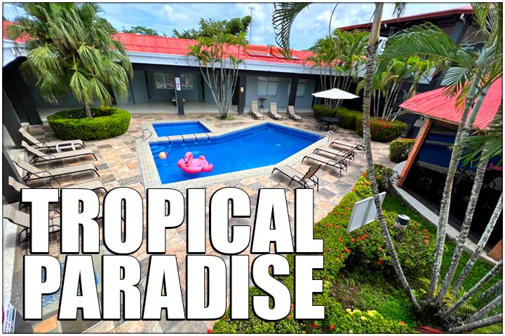 Private pool and lounge chairs at Tropical Paradise