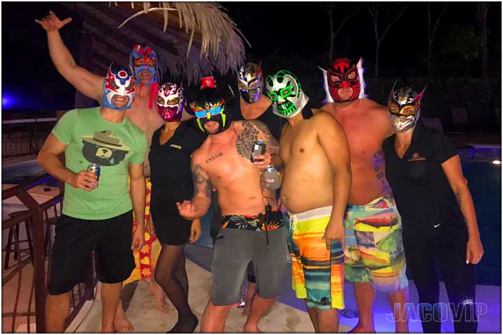 Costa Rica bachelor party group with wrestling masks