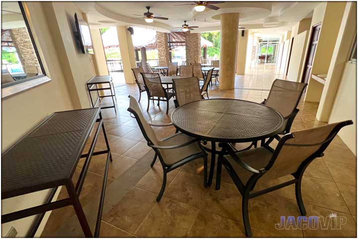 Serving tables in common outdoor area