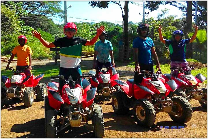 Standing up on ATVs and ready to go on tour