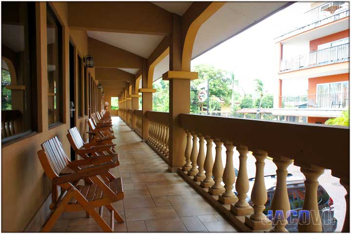 Balcony view of Vista Mar condos from courtyard side rooms