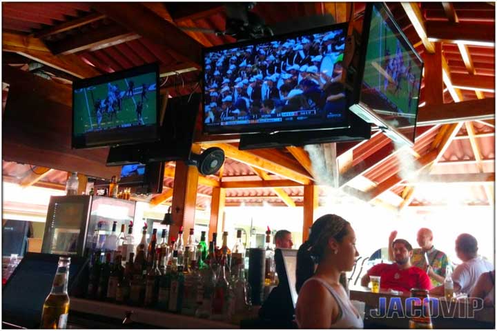 Behind the bar with bartender at the Cocal pool bar