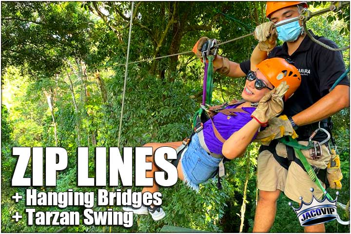 Pretty girl on zip line in Jaco Costa Rica