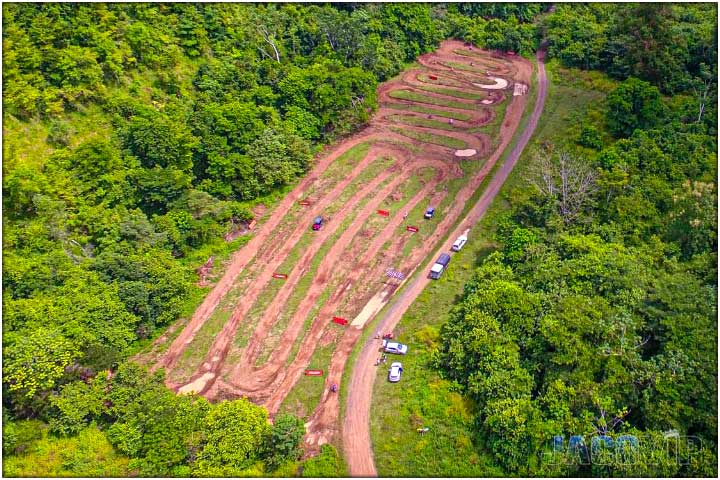 Corner angle aerial of dirt race track