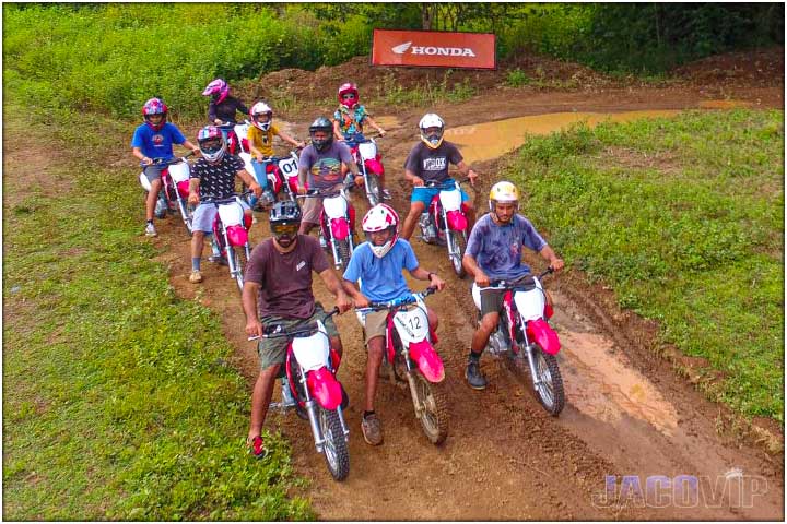 Getting ready for mini dirt bike racing in Costa Rica