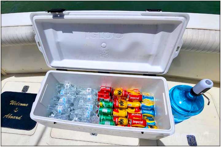 some water, sodas and beer included with party boat