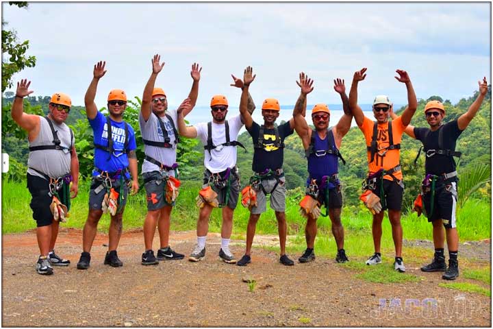 Bachelor party group after the zipline canopy tour