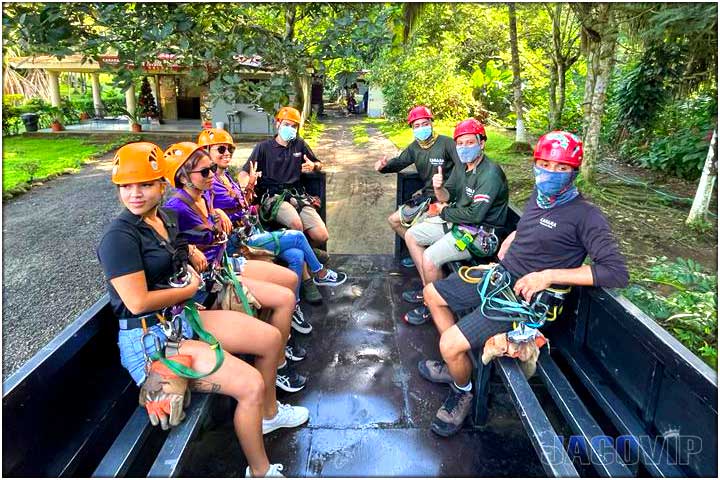 Guests sitting on modified truck