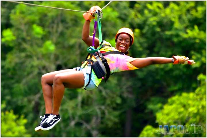 Pretty girl on zipline tour