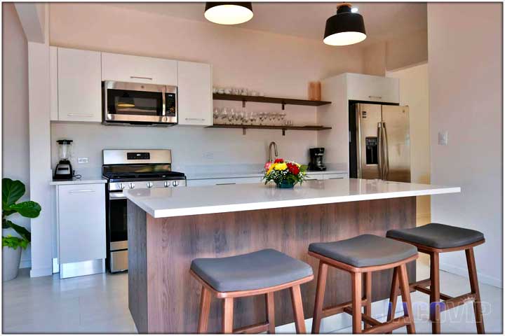 Kitchen island with 3 bar stools