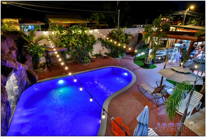 overhead view of pool and lights