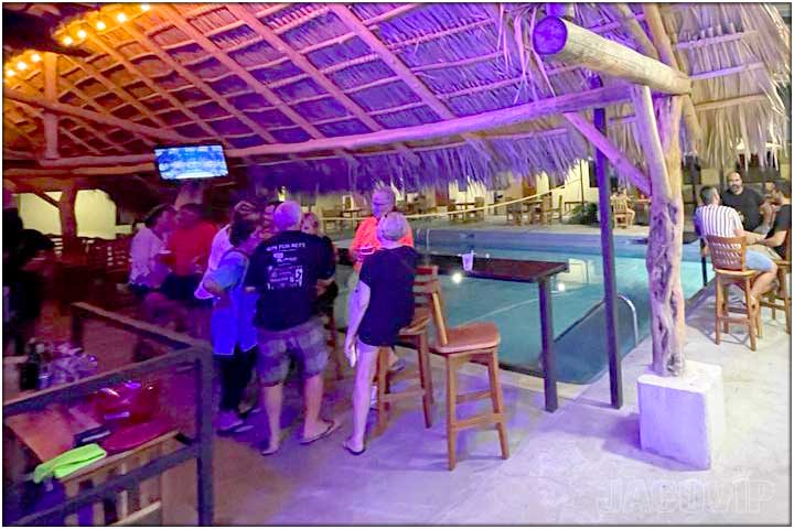 Swimming pool and pool bar area