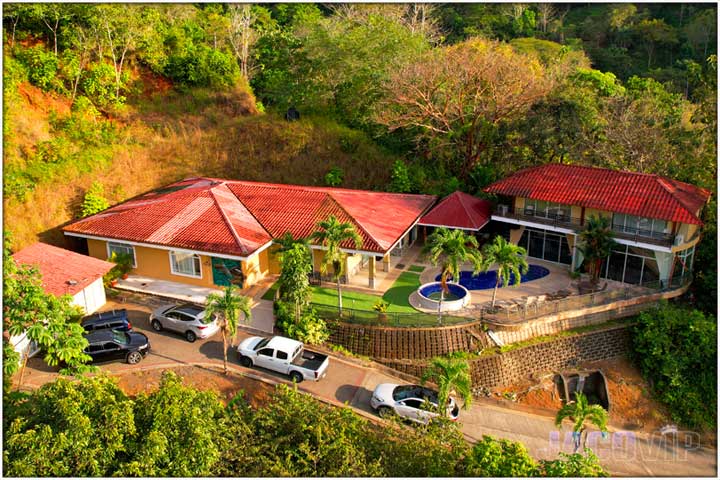 Daytime drone view of Villa Los Amigos