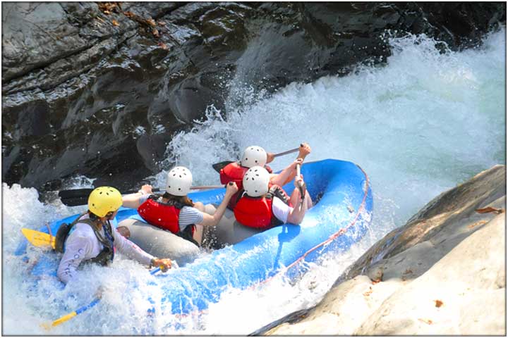 Grey boulder canyon in river