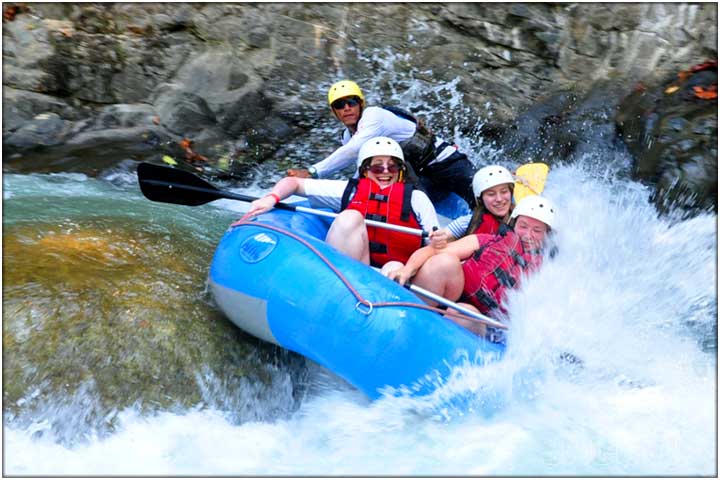 River raft on its side