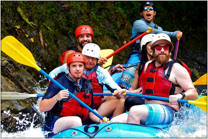 Guys on rafting tour